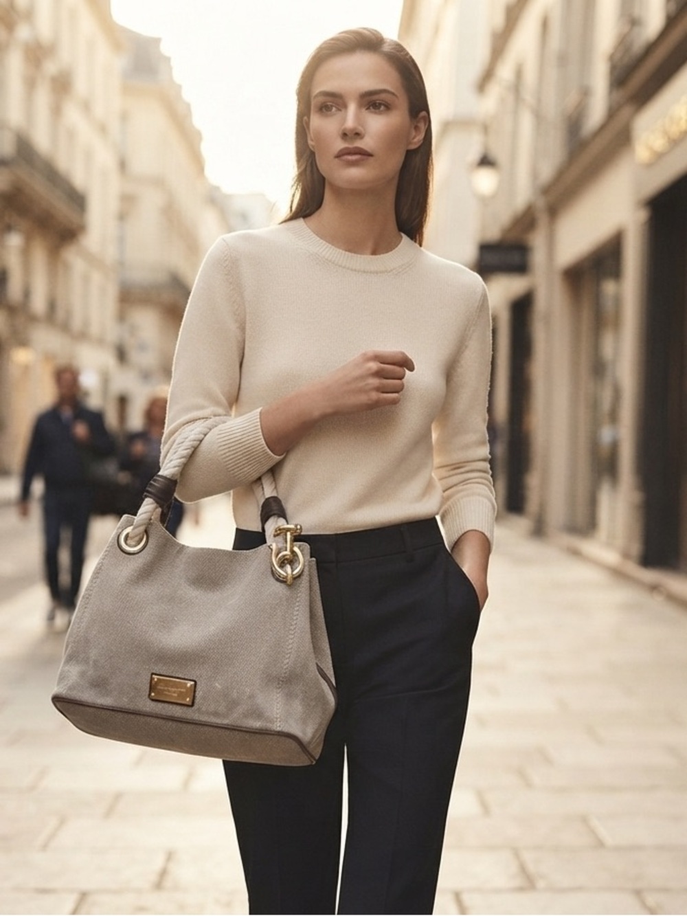 Michael Kors Taupe Hobo Bag with Gold Hardware